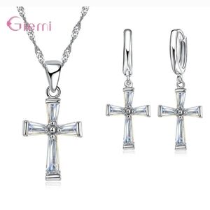 Jewelry set Cubic Zircon Cross Statement Crystal Rhinestone Earrings Nec…